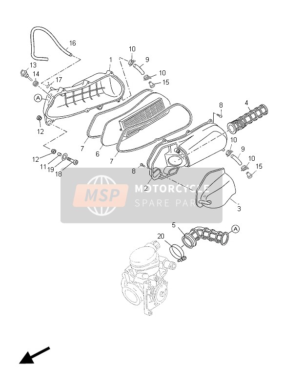 Yamaha YP250R X-MAX SPORT 2012 Intake 2 for a 2012 Yamaha YP250R X-MAX SPORT